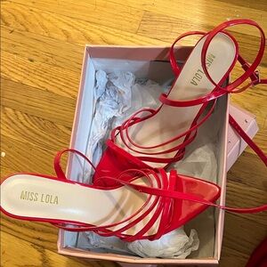 Miss Lola Bold Red Strappy Heels
